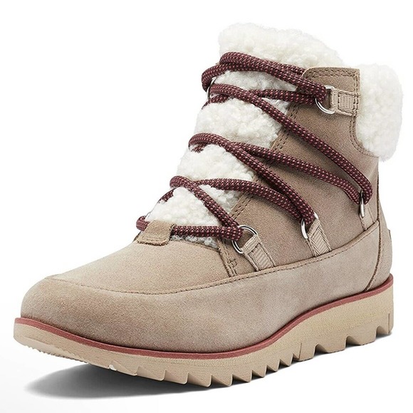 Sorel Shoes - Sorel Women's Harlow Lace Cozy Waterproof Boot Omega Taupe/Ancient Fossil Size 5